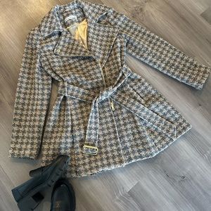 Kenneth Cole Asymmetrical Houndstooth Coat